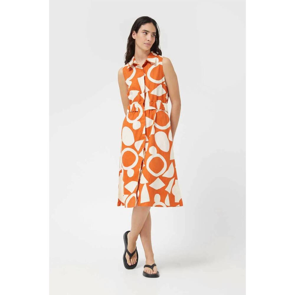 NEW COMPANIA FANTASTICA geometric midi dress in orange